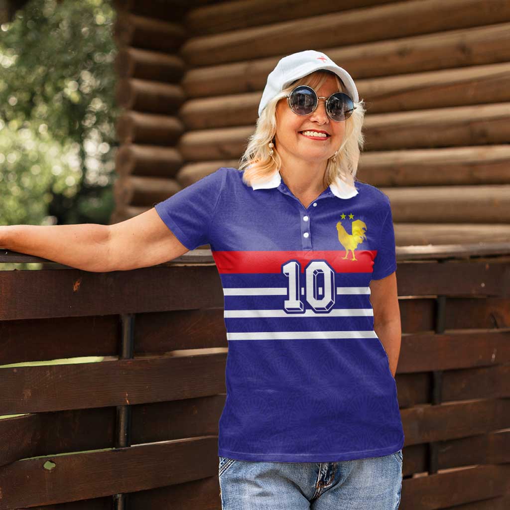 Custom French Football Women Polo Shirt France 98 Retro Style