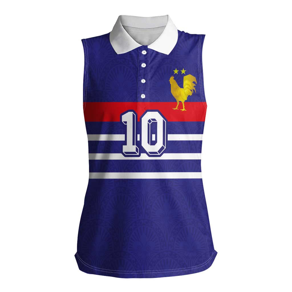 Custom French Football Women Sleeveless Polo Shirt France 98 Retro Style