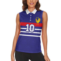 Custom French Football Women Sleeveless Polo Shirt France 98 Retro Style