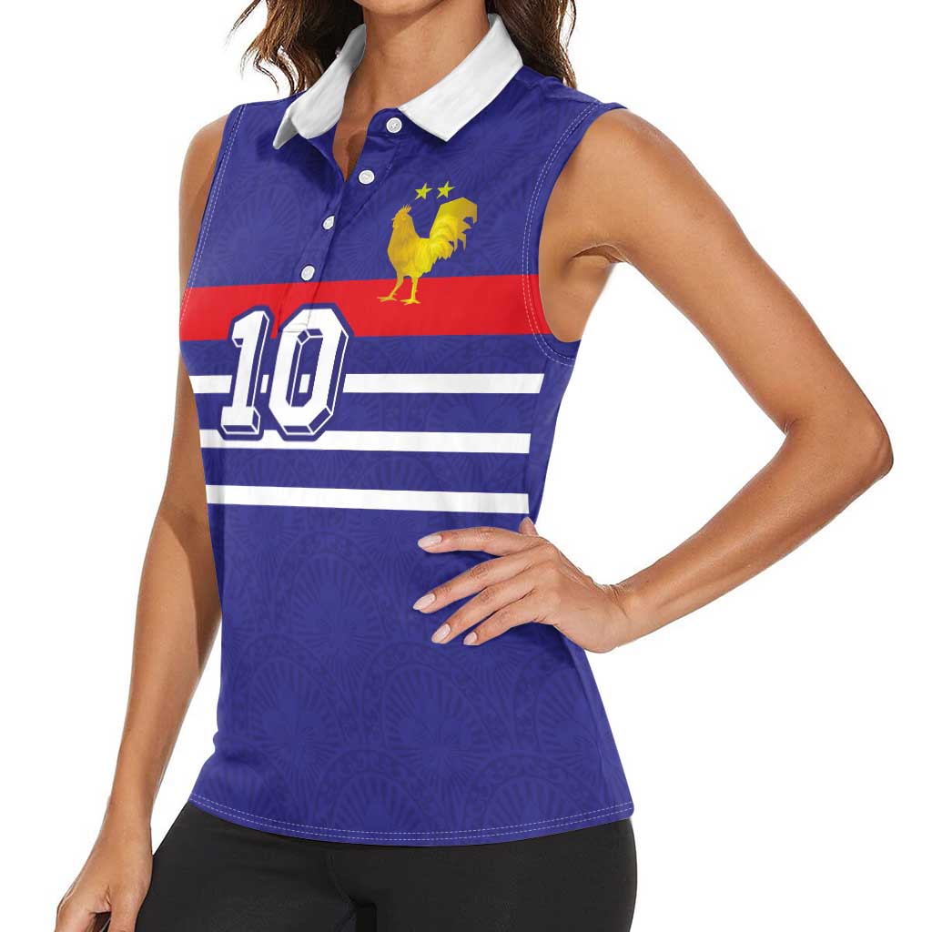 Custom French Football Women Sleeveless Polo Shirt France 98 Retro Style
