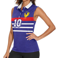 Custom French Football Women Sleeveless Polo Shirt France 98 Retro Style