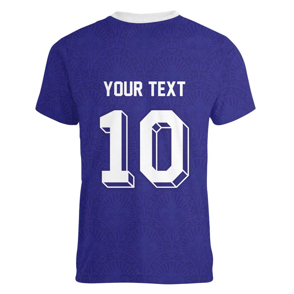 Custom French Football Women V-Neck T-Shirt France 98 Retro Style