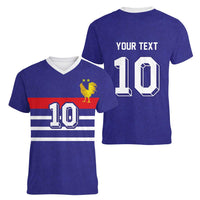 Custom French Football Women V-Neck T-Shirt France 98 Retro Style