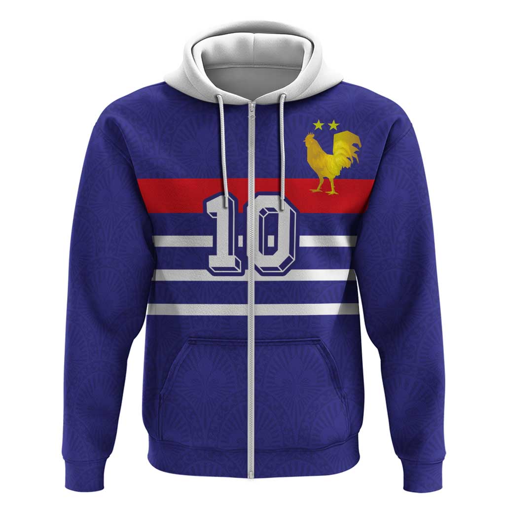 Custom French Football Zip Hoodie France 98 Retro Style