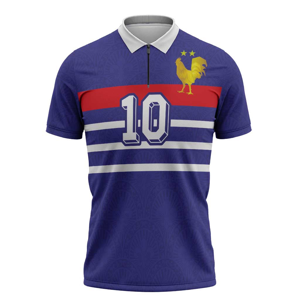 Custom French Football Zipper Polo Shirt France 98 Retro Style