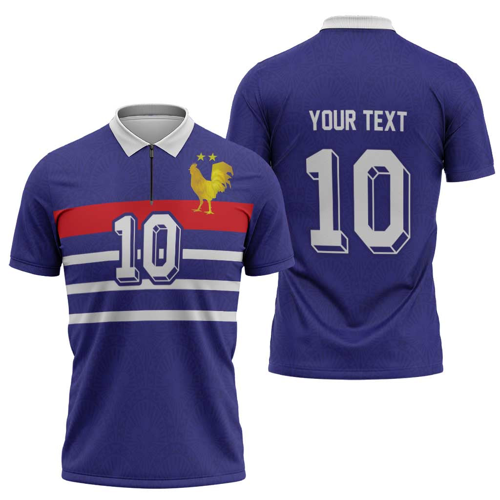 Custom French Football Zipper Polo Shirt France 98 Retro Style
