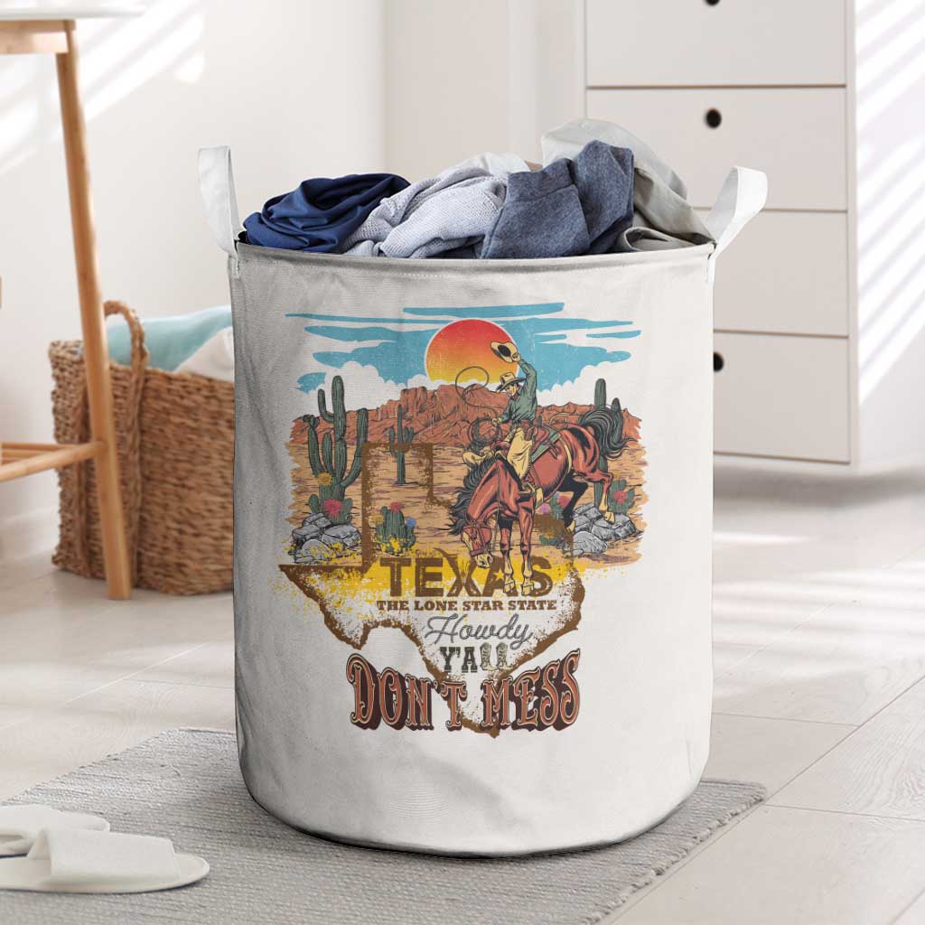 Texas Cultural Heritage Laundry Basket Cowboy and Desert Howdy Y'All Don'T Mess