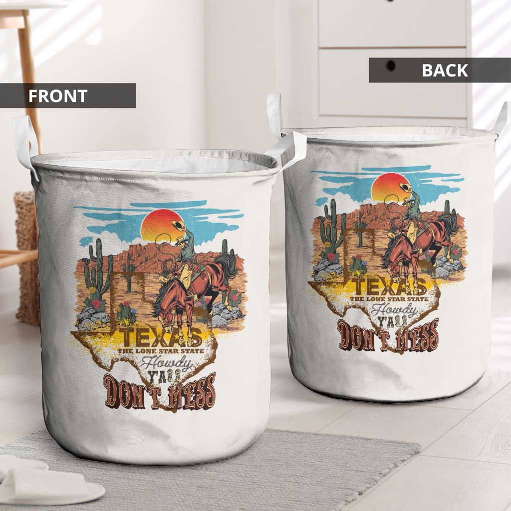 Texas Cultural Heritage Laundry Basket Cowboy and Desert Howdy Y'All Don'T Mess