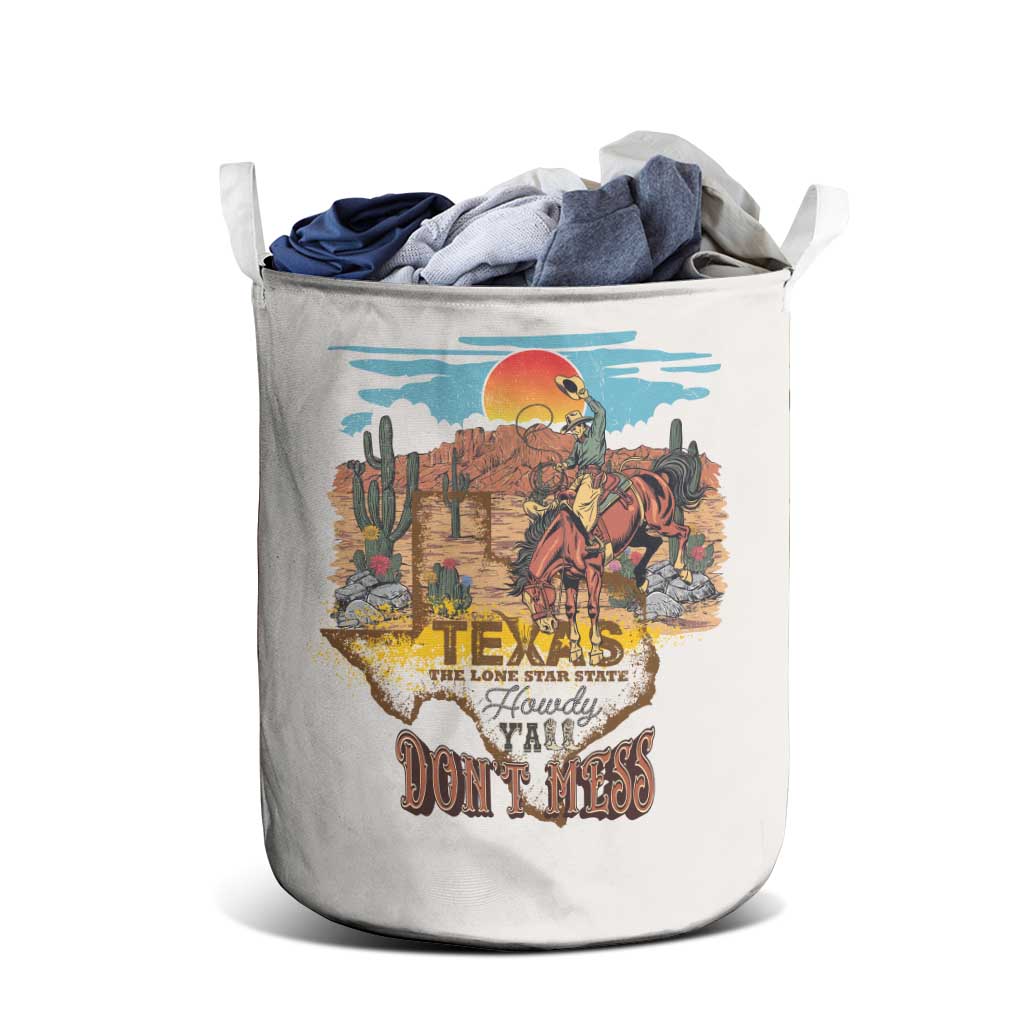 Texas Cultural Heritage Laundry Basket Cowboy and Desert Howdy Y'All Don'T Mess