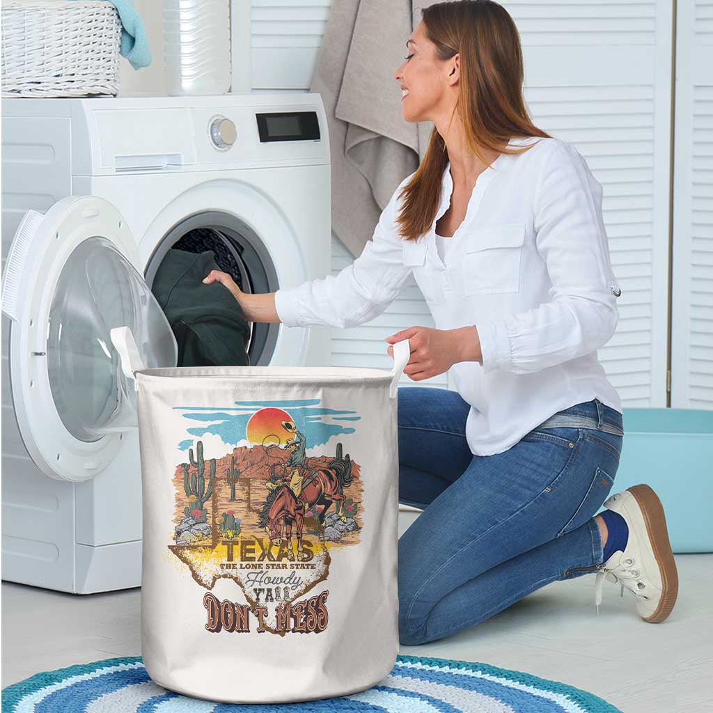 Texas Cultural Heritage Laundry Basket Cowboy and Desert Howdy Y'All Don'T Mess