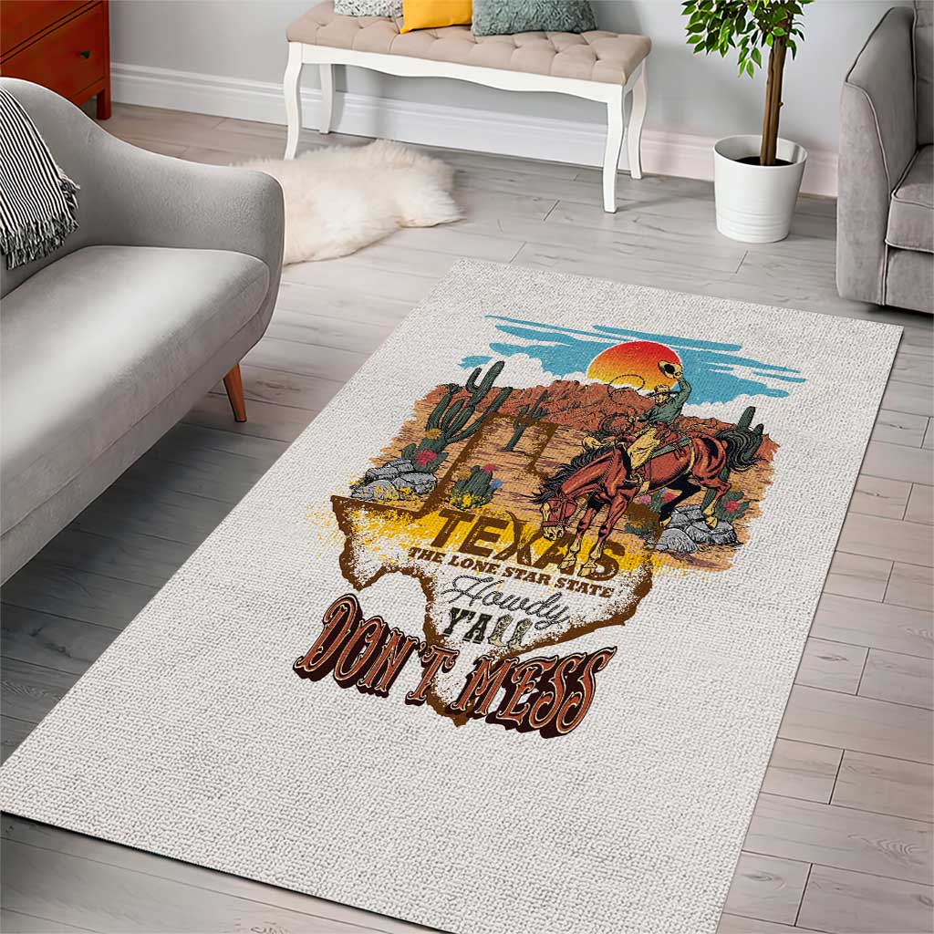 Texas Cultural Heritage Area Rug Cowboy and Desert Howdy Y'All Don'T Mess