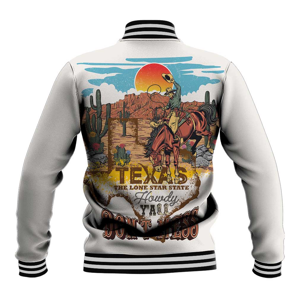 Texas Cultural Heritage Baseball Jacket Cowboy and Desert Howdy Y'All Don'T Mess