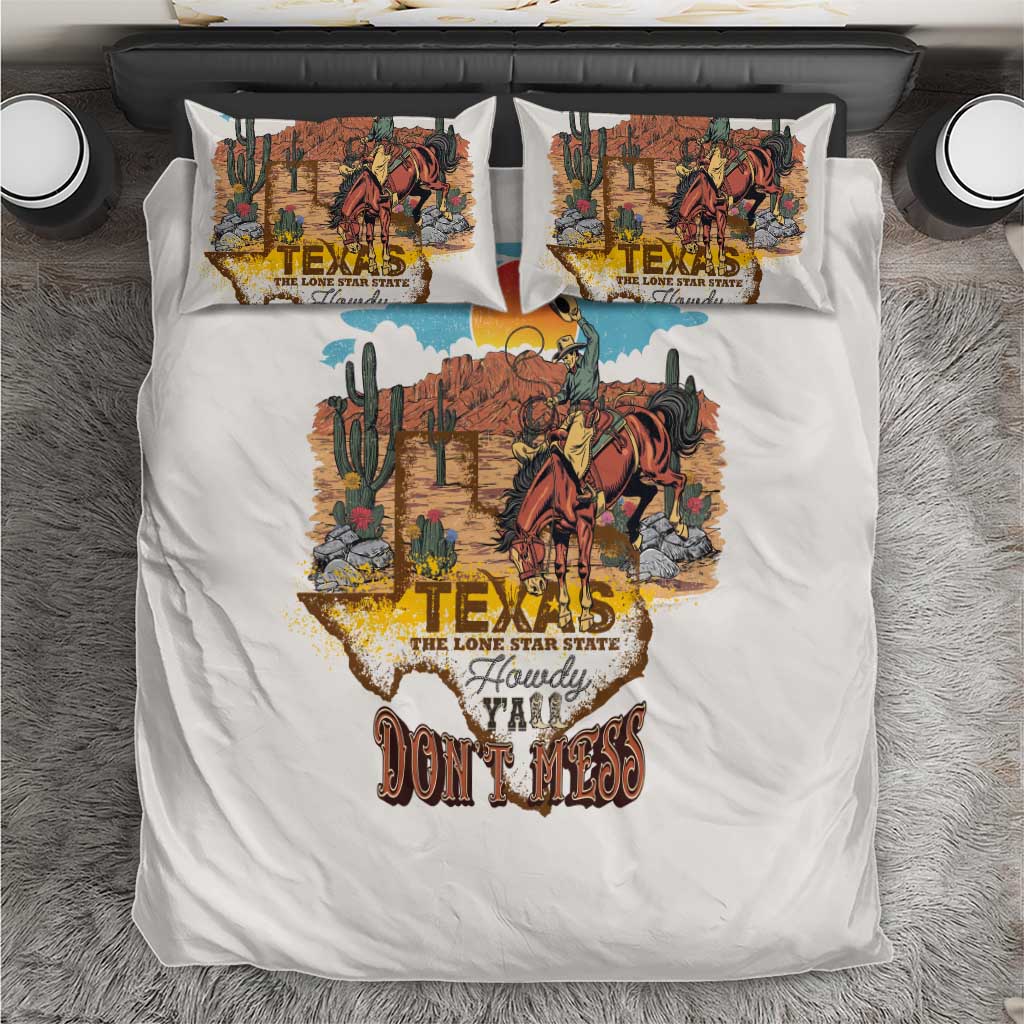 Texas Cultural Heritage Bedding Set Cowboy and Desert Howdy Y'All Don'T Mess