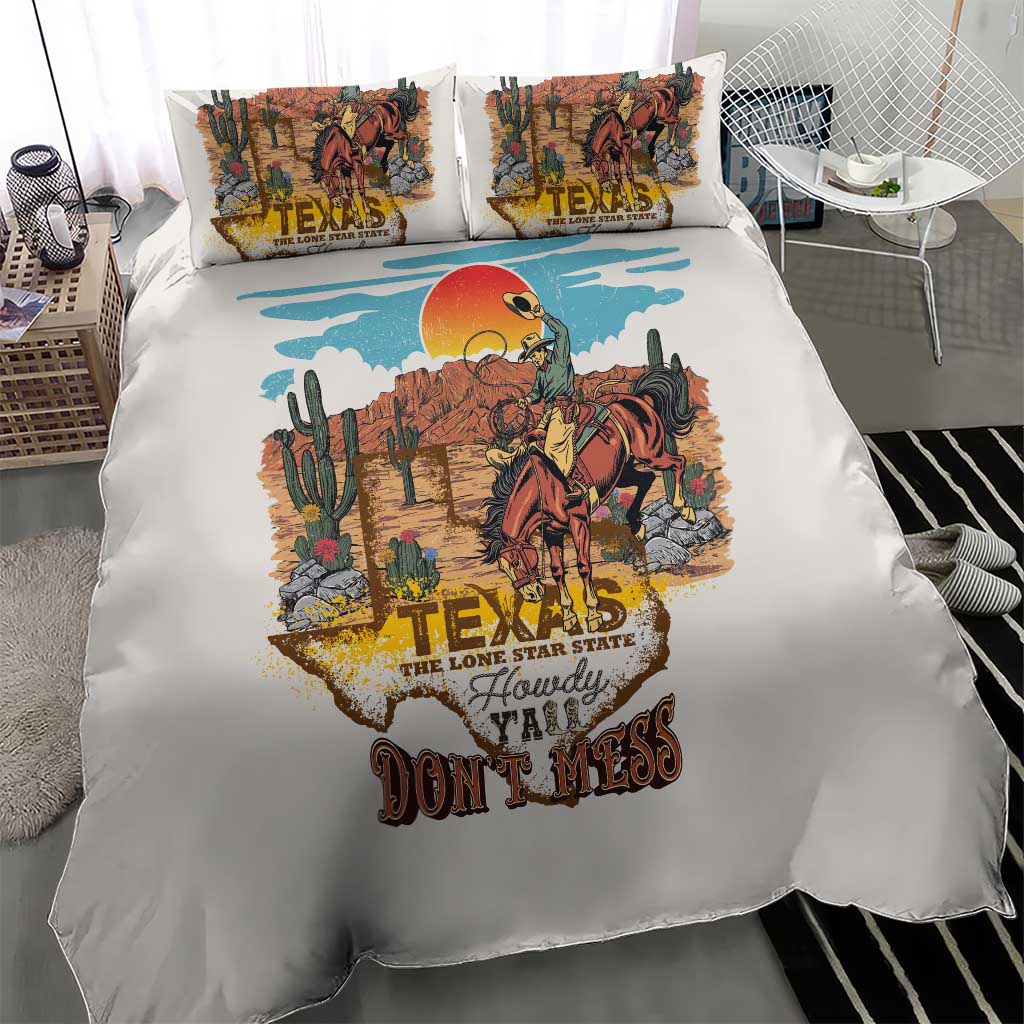 Texas Cultural Heritage Bedding Set Cowboy and Desert Howdy Y'All Don'T Mess