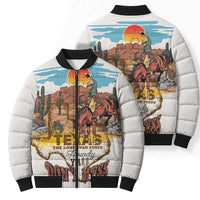 Texas Cultural Heritage Bomber Puffer Jacket Cowboy and Desert Howdy Y'All Don'T Mess