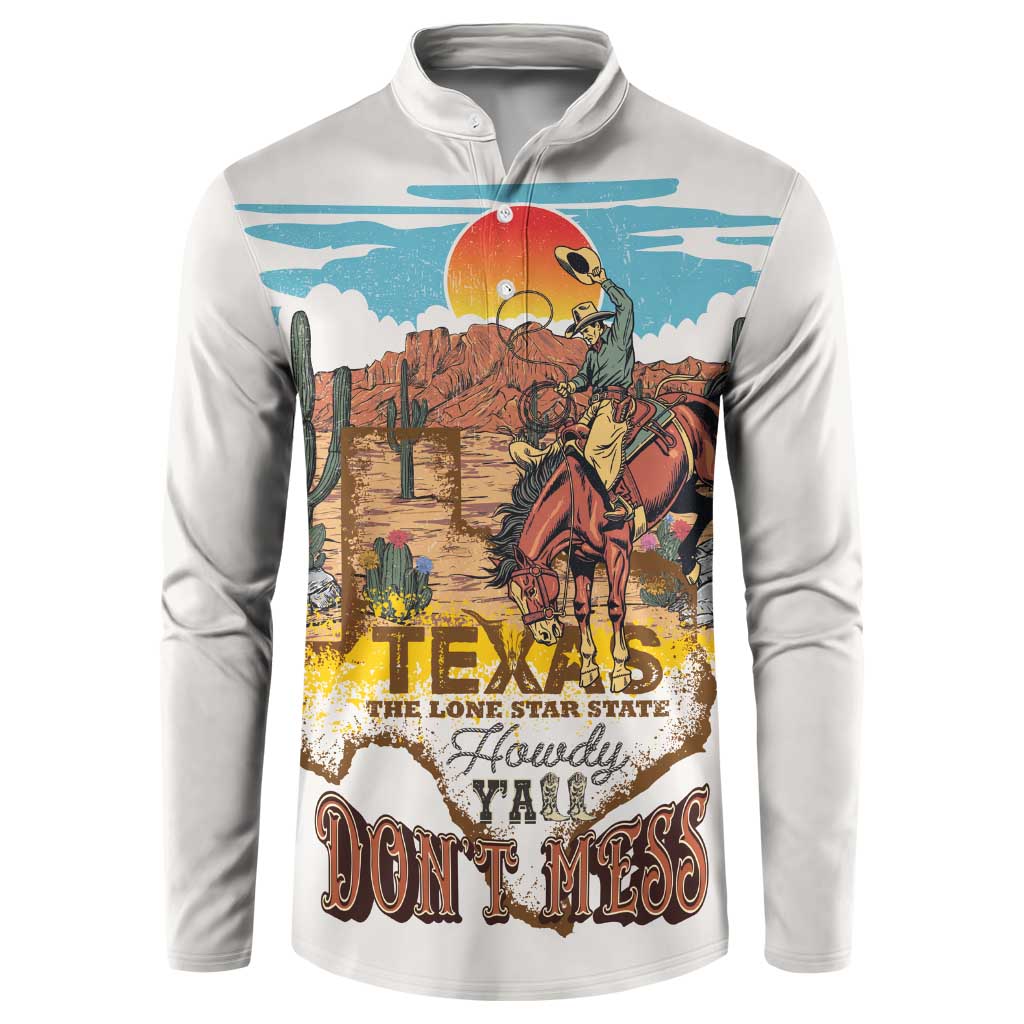 Texas Cultural Heritage Button Sweatshirt Cowboy and Desert Howdy Y'All Don'T Mess