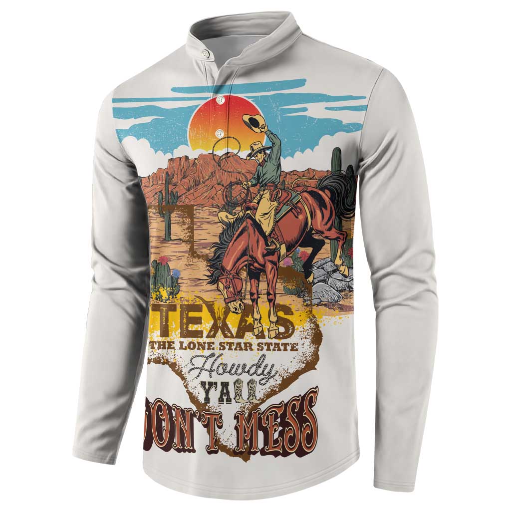 Texas Cultural Heritage Button Sweatshirt Cowboy and Desert Howdy Y'All Don'T Mess