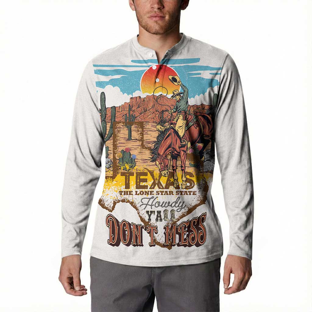 Texas Cultural Heritage Button Sweatshirt Cowboy and Desert Howdy Y'All Don'T Mess