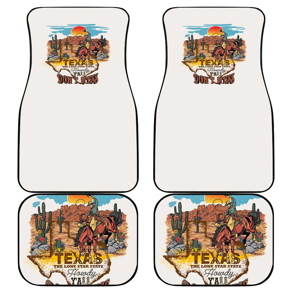 Texas Cultural Heritage Car Mats Cowboy and Desert Howdy Y'All Don'T Mess