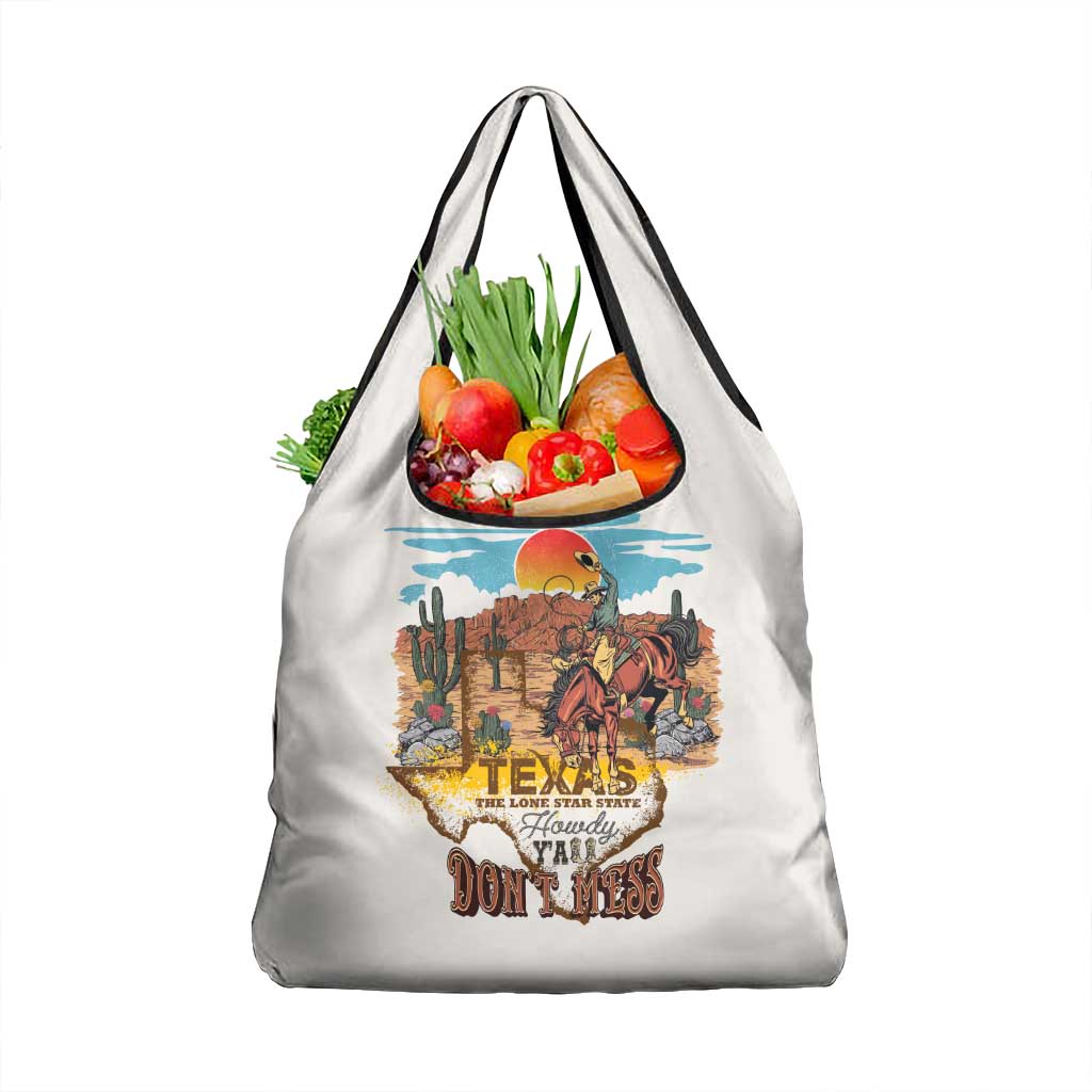 Texas Cultural Heritage Grocery Bag Cowboy and Desert Howdy Y'All Don'T Mess