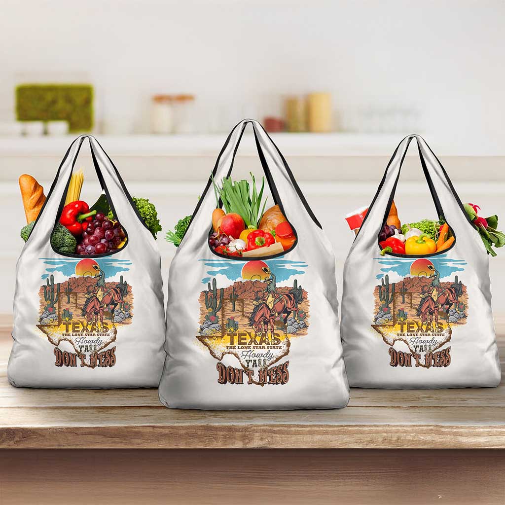 Texas Cultural Heritage Grocery Bag Cowboy and Desert Howdy Y'All Don'T Mess