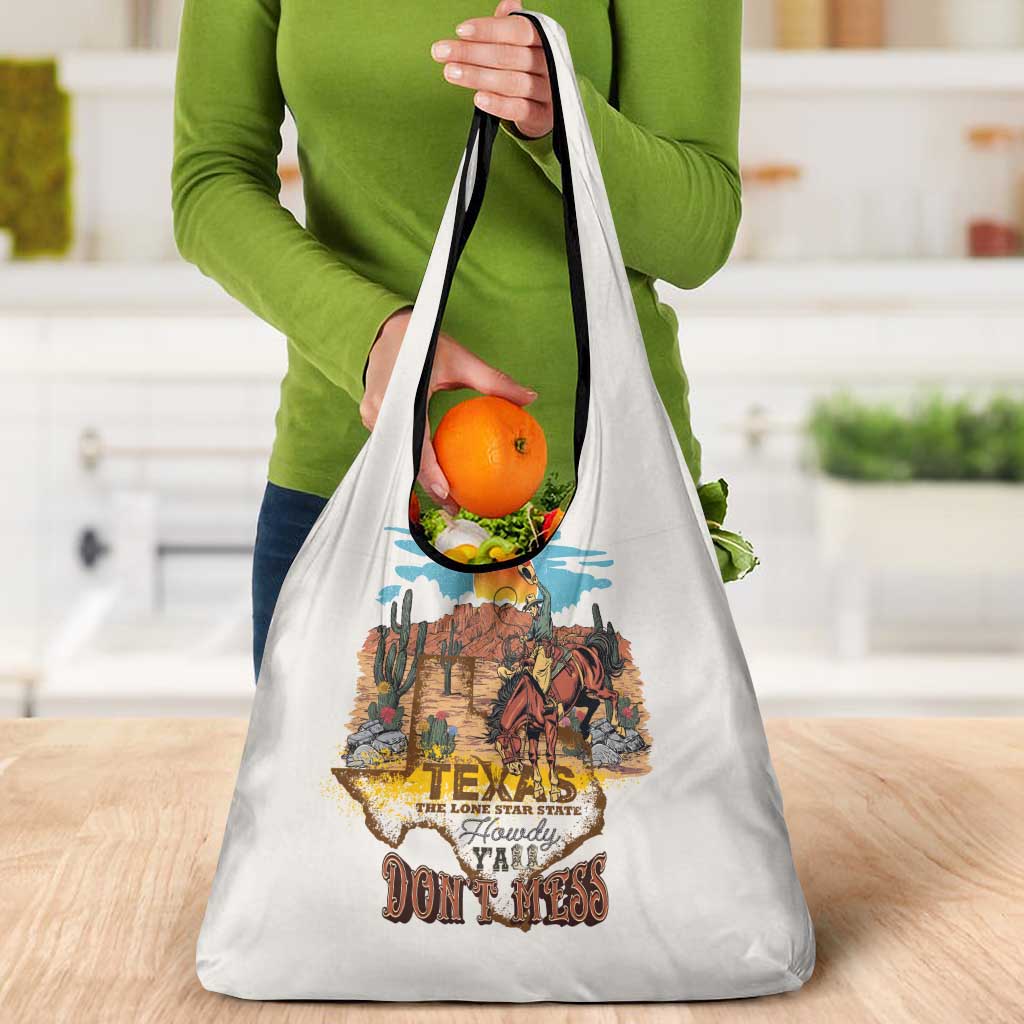 Texas Cultural Heritage Grocery Bag Cowboy and Desert Howdy Y'All Don'T Mess