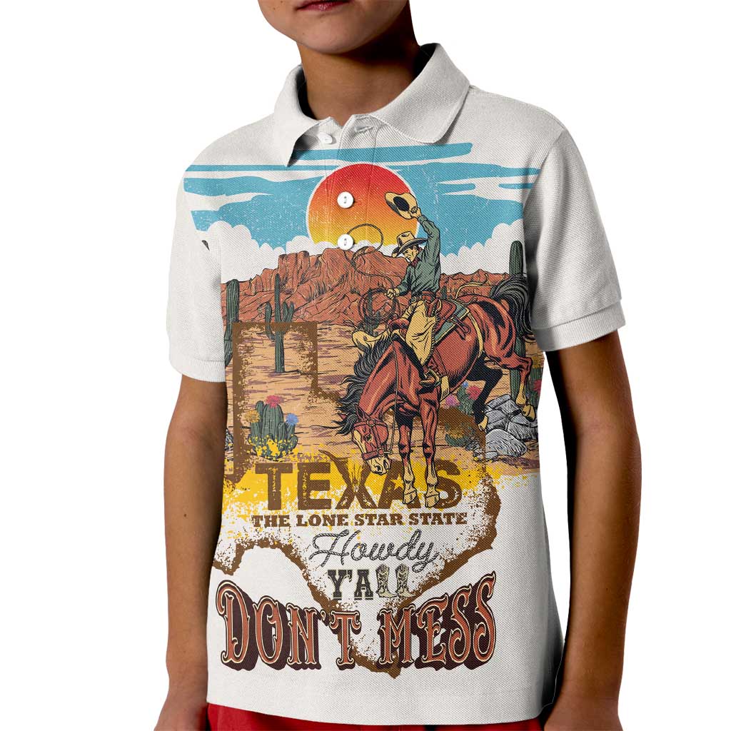 Texas Cultural Heritage Kid Polo Shirt Cowboy and Desert Howdy Y'All Don'T Mess