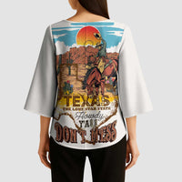 Texas Cultural Heritage Kimono Sleeve Blouse Cowboy and Desert Howdy Y'All Don'T Mess
