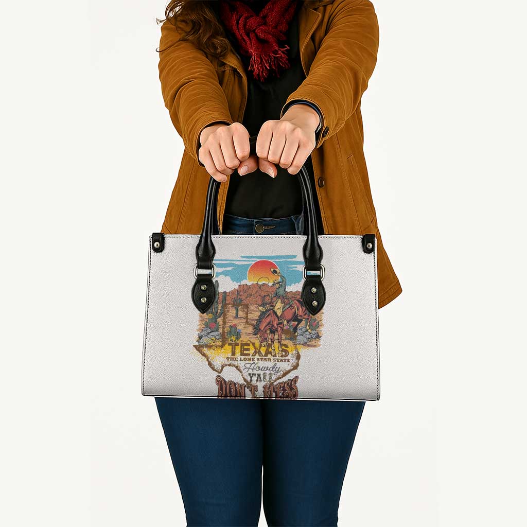 Texas Cultural Heritage Leather Bag Cowboy and Desert Howdy Y'All Don'T Mess
