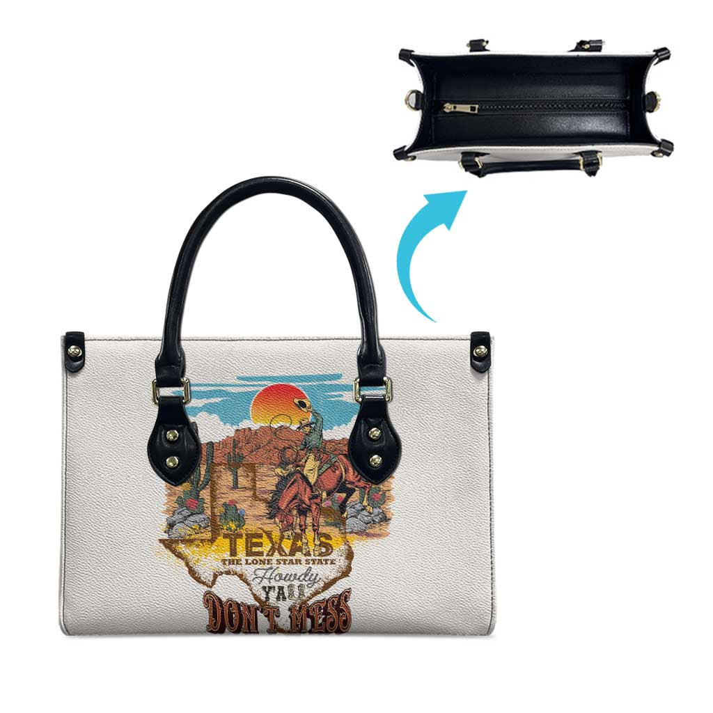 Texas Cultural Heritage Leather Bag Cowboy and Desert Howdy Y'All Don'T Mess