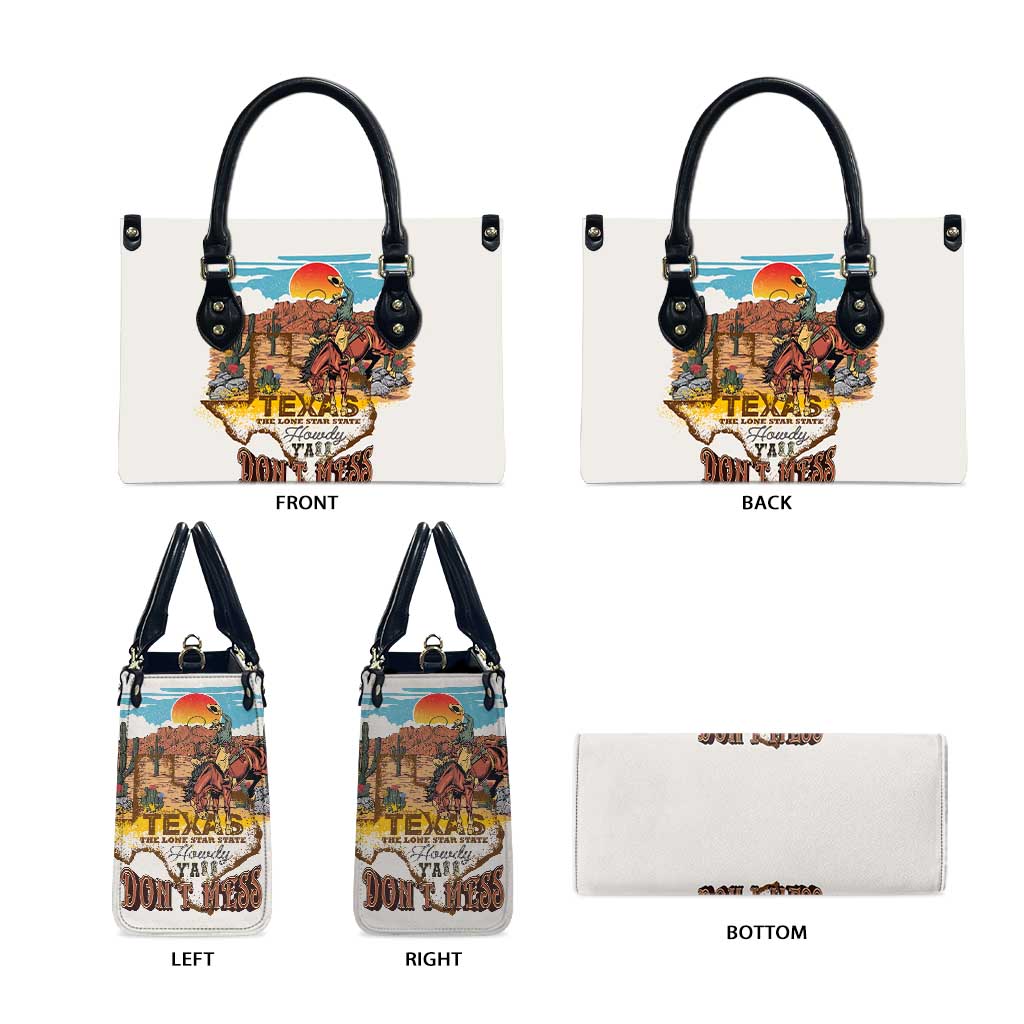Texas Cultural Heritage Leather Bag Cowboy and Desert Howdy Y'All Don'T Mess