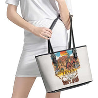 Texas Cultural Heritage Leather Tote Bag Cowboy and Desert Howdy Y'All Don'T Mess