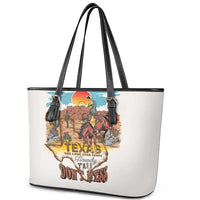 Texas Cultural Heritage Leather Tote Bag Cowboy and Desert Howdy Y'All Don'T Mess