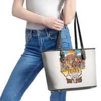 Texas Cultural Heritage Leather Tote Bag Cowboy and Desert Howdy Y'All Don'T Mess