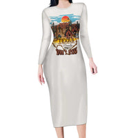 Texas Cultural Heritage Long Sleeve Bodycon Dress Cowboy and Desert Howdy Y'All Don'T Mess