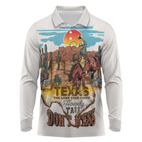 Texas Cultural Heritage Long Sleeve Polo Shirt Cowboy and Desert Howdy Y'All Don'T Mess