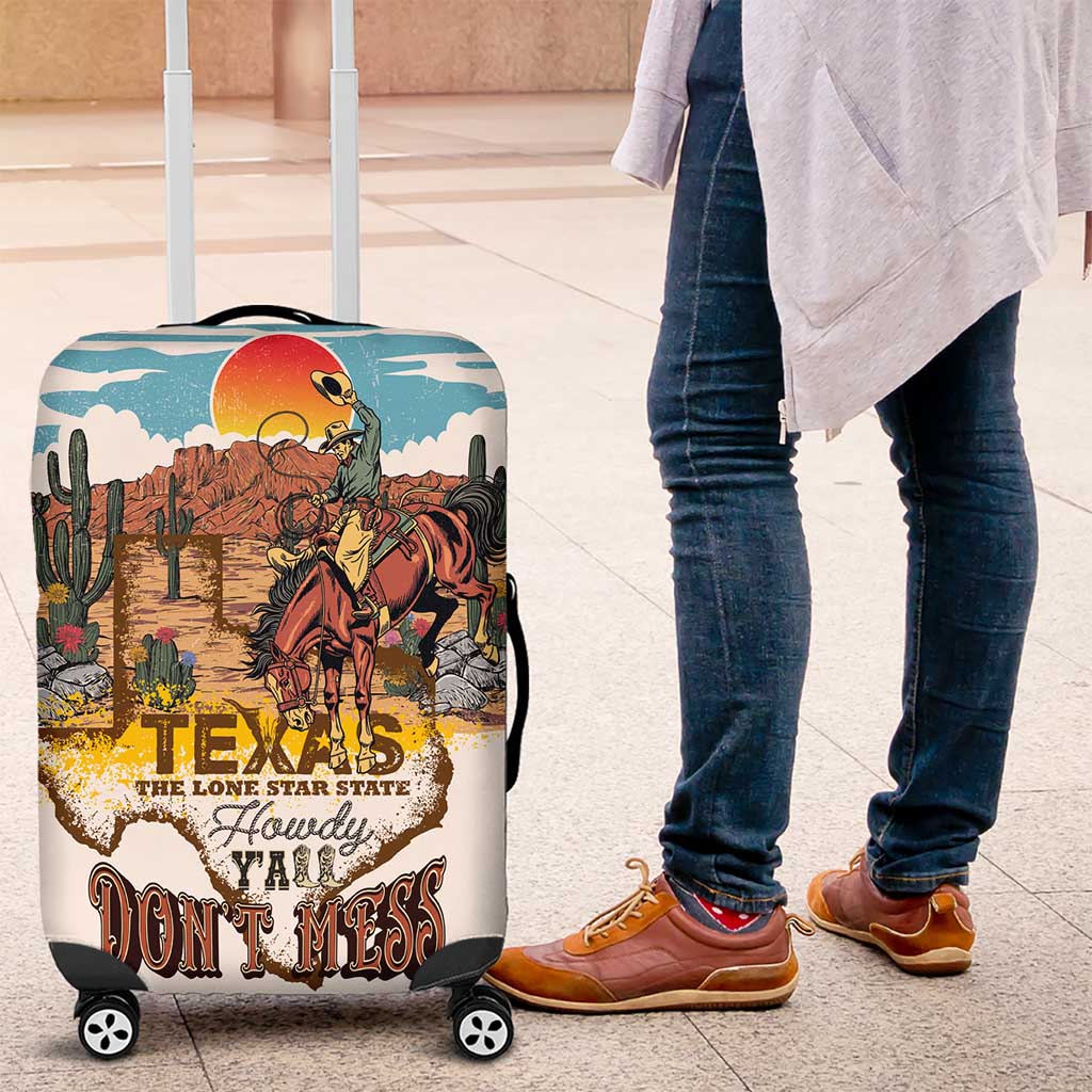 Texas Cultural Heritage Luggage Cover Cowboy and Desert Howdy Y'All Don'T Mess