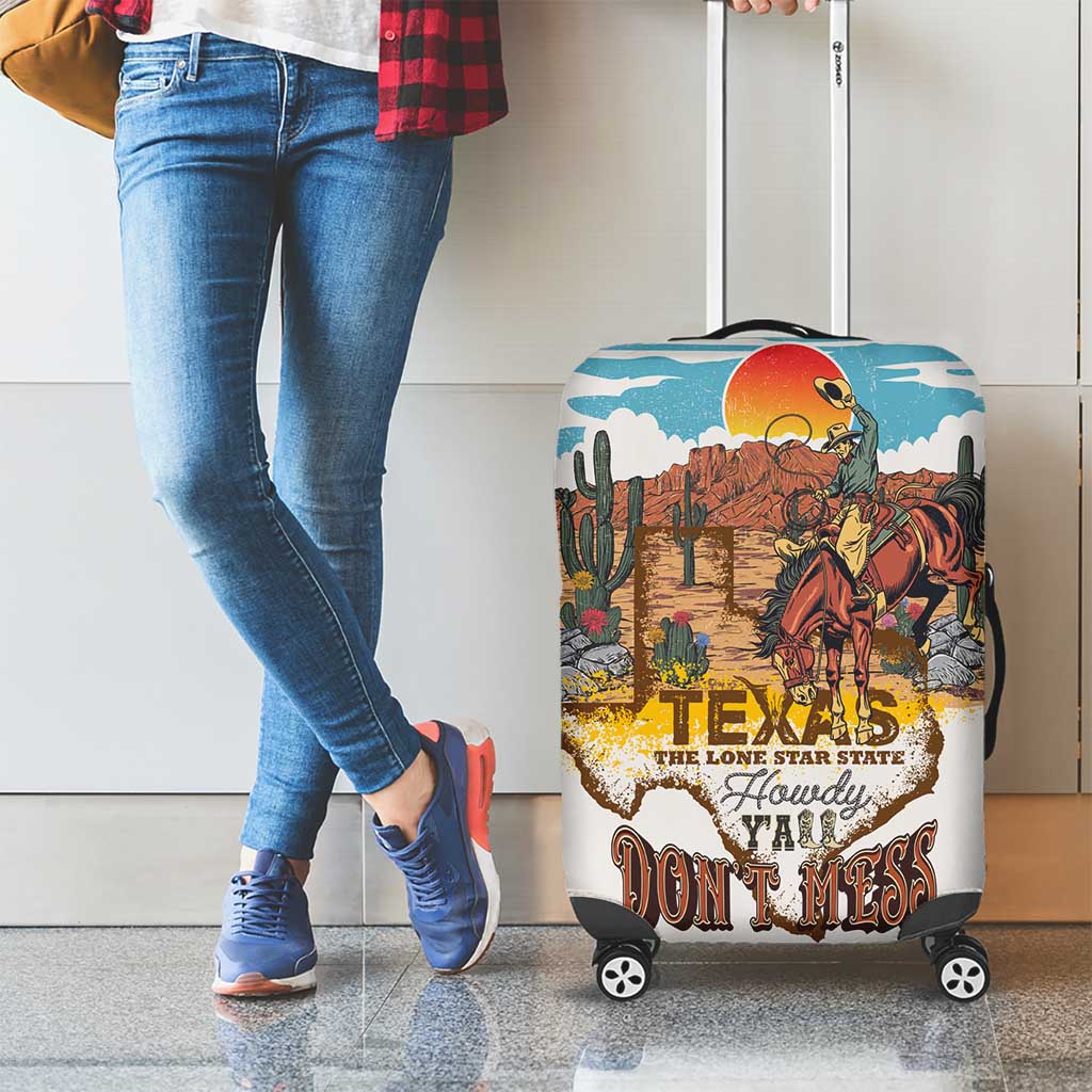 Texas Cultural Heritage Luggage Cover Cowboy and Desert Howdy Y'All Don'T Mess