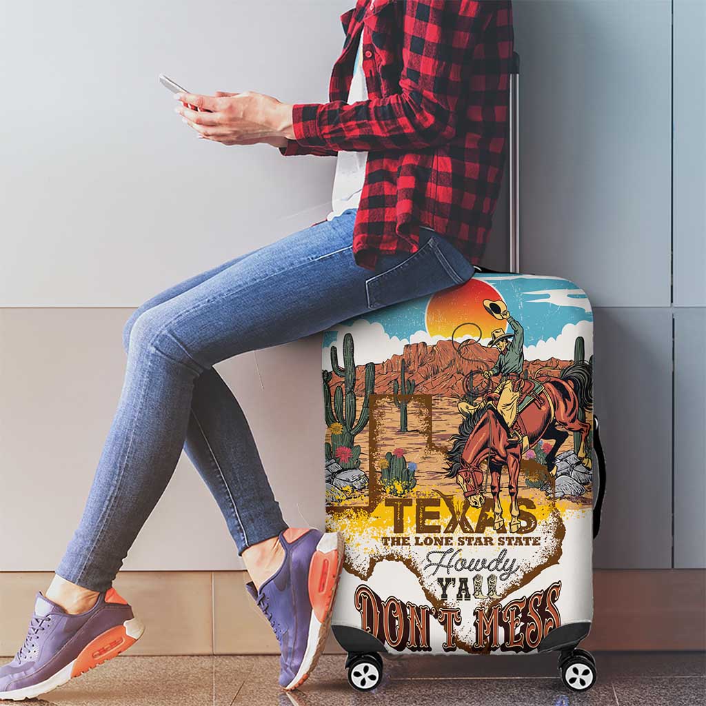 Texas Cultural Heritage Luggage Cover Cowboy and Desert Howdy Y'All Don'T Mess