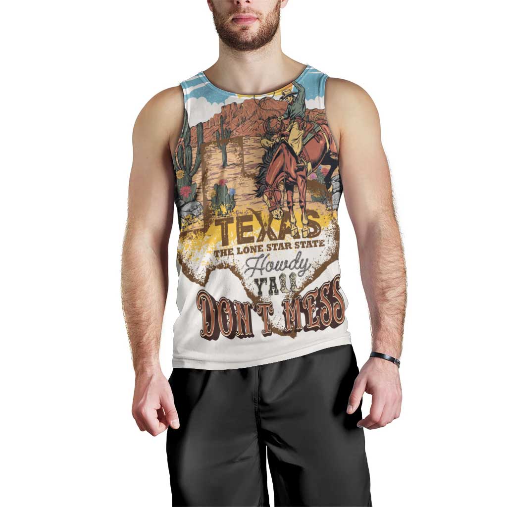 Texas Cultural Heritage Men Tank Top Cowboy and Desert Howdy Y'All Don'T Mess