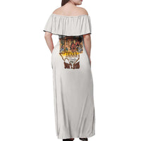 Texas Cultural Heritage Off Shoulder Maxi Dress Cowboy and Desert Howdy Y'All Don'T Mess