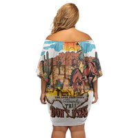 Texas Cultural Heritage Off Shoulder Short Dress Cowboy and Desert Howdy Y'All Don'T Mess