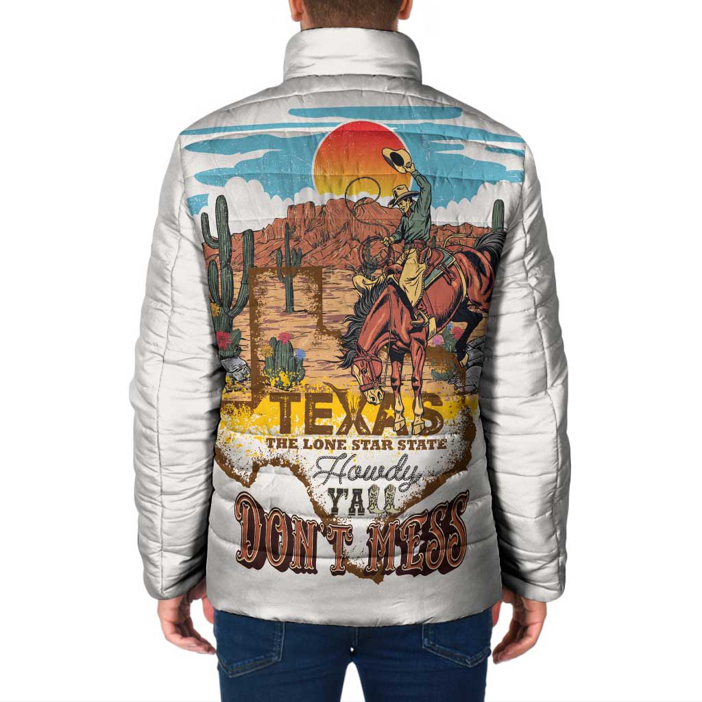 Texas Cultural Heritage Padded Jacket Cowboy and Desert Howdy Y'All Don'T Mess