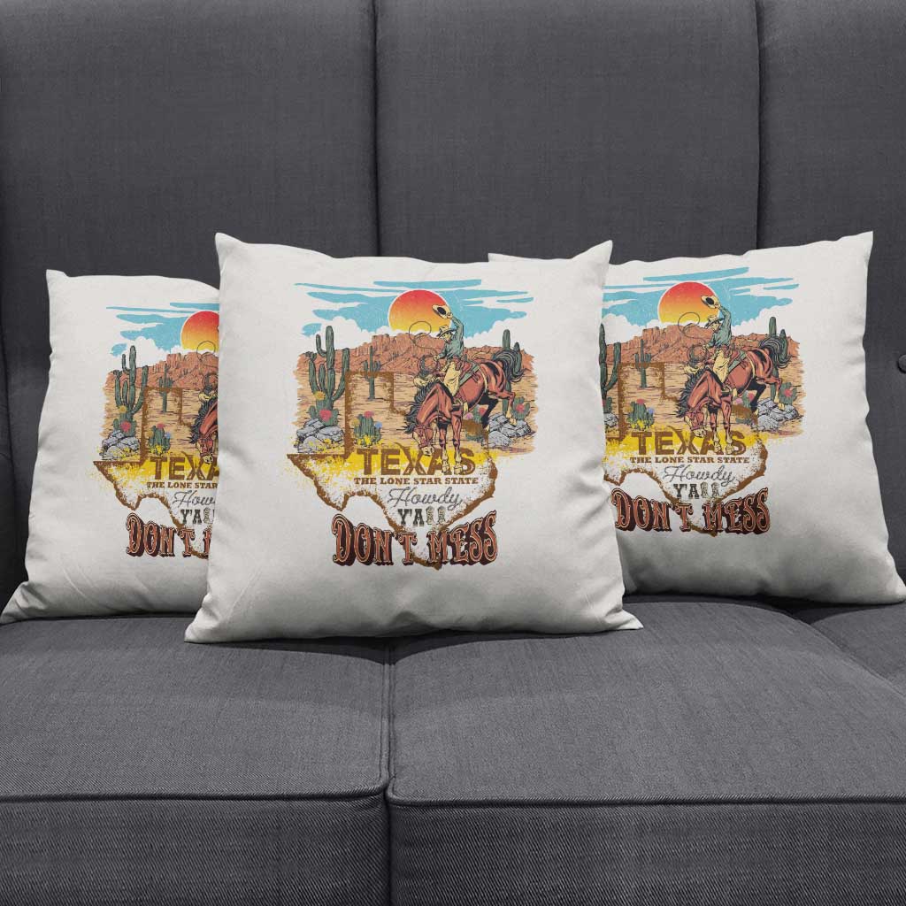 Texas Cultural Heritage Pillow Cover Cowboy and Desert Howdy Y'All Don'T Mess