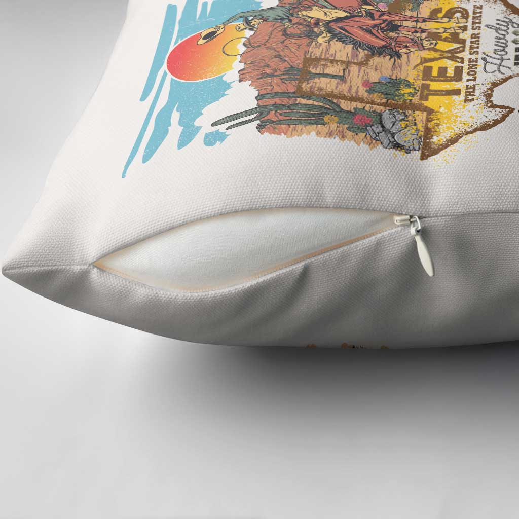 Texas Cultural Heritage Pillow Cover Cowboy and Desert Howdy Y'All Don'T Mess