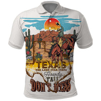 Texas Cultural Heritage Polo Shirt Cowboy and Desert Howdy Y'All Don'T Mess