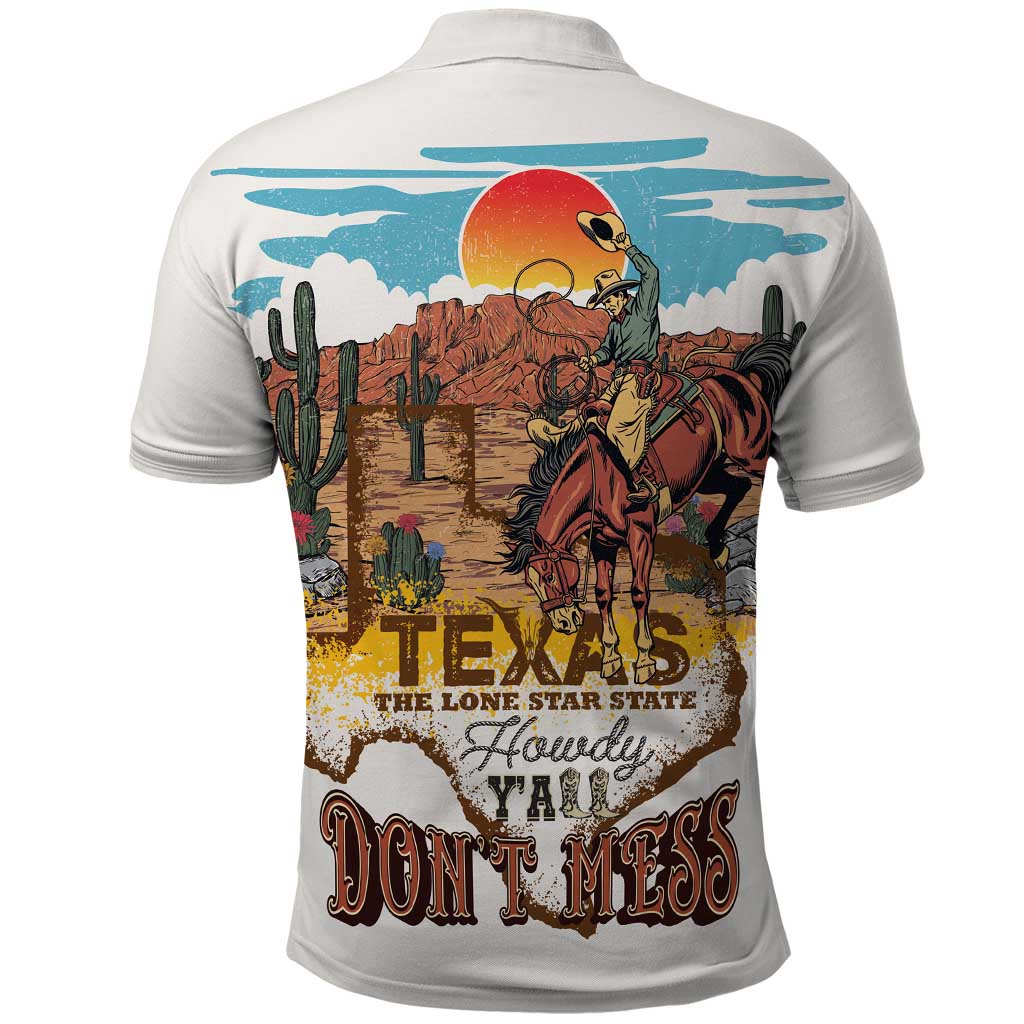 Texas Cultural Heritage Polo Shirt Cowboy and Desert Howdy Y'All Don'T Mess