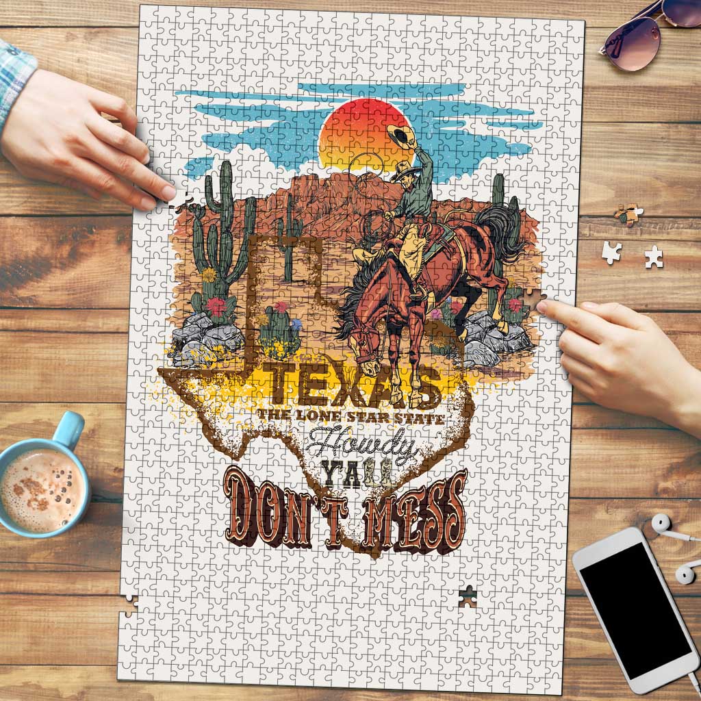 Texas Cultural Heritage Puzzle Cowboy and Desert Howdy Y'All Don'T Mess