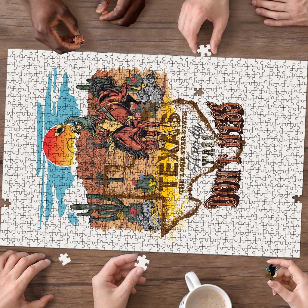 Texas Cultural Heritage Puzzle Cowboy and Desert Howdy Y'All Don'T Mess