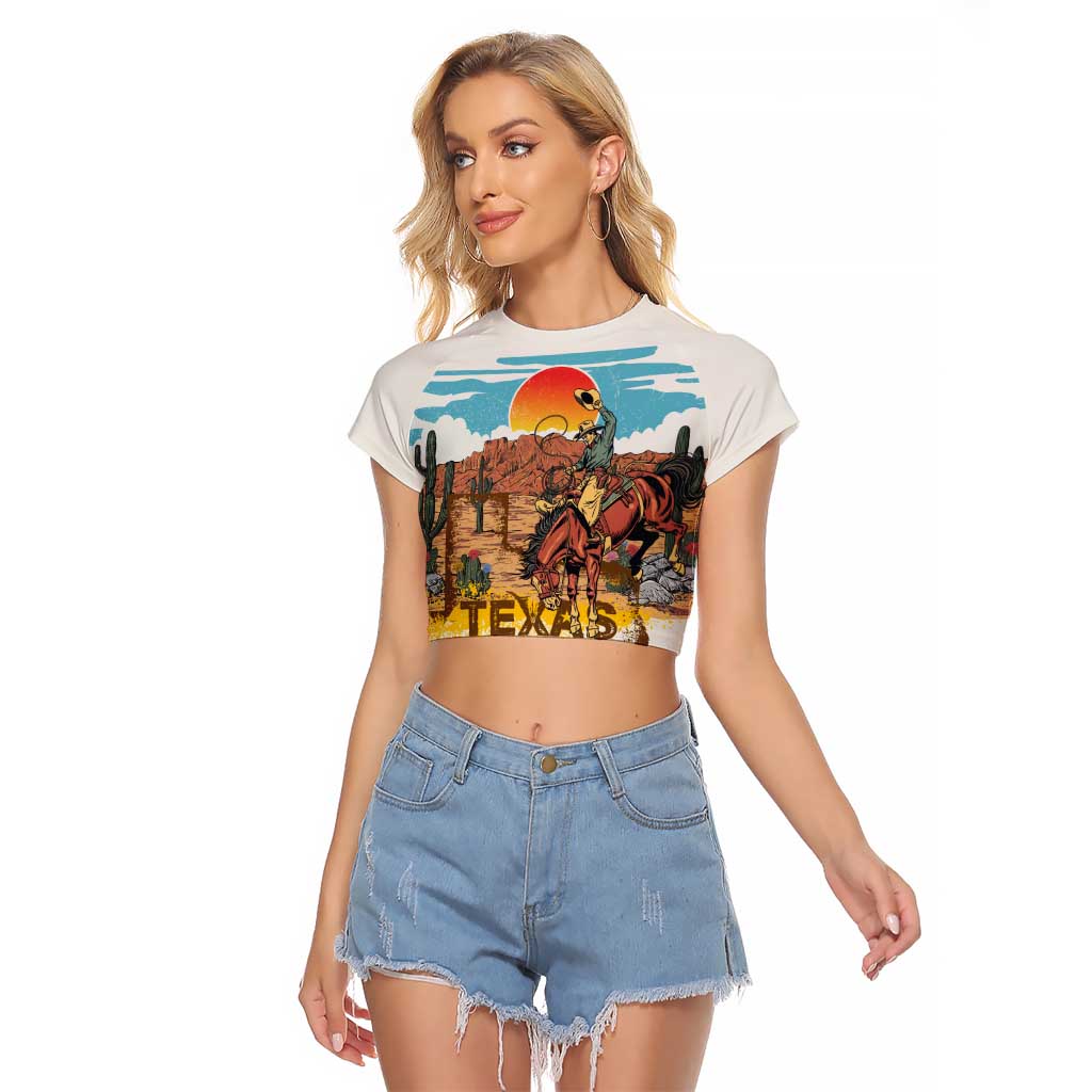 Texas Cultural Heritage Raglan Cropped T Shirt Cowboy and Desert Howdy Y'All Don'T Mess